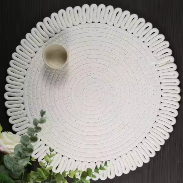 HFF Round Woven Placemats Natural Cotton Rope Heat Resistant  Place Mats Braided Table Mats Coasters for Dining Table